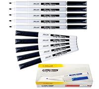 Dry Erase Everyday Use Whiteboard Marker Pens Easy Wipe School Office Business (10 x 1.0mm Medium BLACK Pens + 1 x PATEL Ball Black Pen)