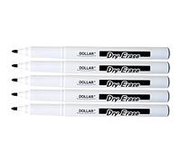 Dry Erase Everyday Use Whiteboard Marker Pens Easy Wipe School Office Business (5 x 1.0mm Medium BLACK Pens + 2 x PATEL Ball Black Pens)