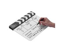 Dry Erase Film Clapboard,Convenient Marker Pen and Slot,Fade-Printed Characters,Colorful Wood with Built-In Magnet,Professional Tool for Filmmaking,Movie Clapper Board TV Clapper (black & white stick)