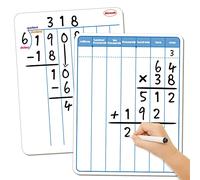 Dry Erase Long Division White Board,9 x 12 Multi-Digit Computation Double-Sided Dry Erase Board,Math Manipulatives White Board for Students,Classroom and Home,Small White Board Dry Erase (Division)