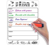Dry Erase Magnetic Meal Planner for Refrigerator A4 - Magnet Weekly Menu Board for Fridge - Magnetic Menu White Board - Fridge Meal Planner Magnet - Dinner Meal Planners Dry Erase