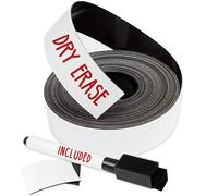 Dry Erase Magnetic Strips - 2,5cm x 7,6m Magnetic Tape Roll - Blank Write On Magnets - Sticky Labels and Stickers - Writable Flexible Magnet Sheet for Whiteboards, Refrigerator and Crafts