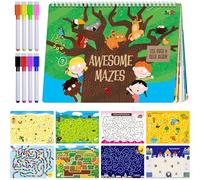 Dry Erase Mazes Game Pad, 30 Mazes Reusable & Erasable Book, Fun Brain Challenge Games Interesting Educational Toy and Learning Tool for Road Trip Airplane Travel