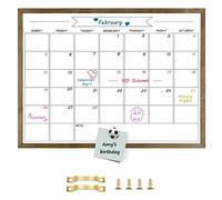 Dry Erase Monthly Calendar Whiteboard for Wall, Solid Pine Wood Rustic Brown Frame Magnetic Surface Whiteboard for Wall，23.6"x 31.5"(YLBB-B-RB-6080)