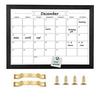 Dry Erase Monthly Calendar Whiteboard, Magnetic White Board for Wall, Hanging Board for Office, Home School, Solid Pine Wood Black Framed Message Board, 10.6"x 14.6"(YL-BK-2737-B)