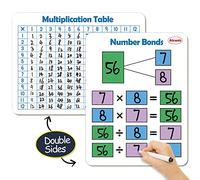 Dry Erase Multiplication Chart Whiteboard, 9" x 12" Multiplication Table Double-Sided Times Table, Math Manipulatives White Board for Kids Students, Classroom and Home, Small White Board Dry Erase