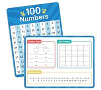 Dry Erase Number Line Whiteboard, 9" x 12" 1-100 Number Double-Sided Math Practicing Chart, Homeschool Supplies，Educational Tools for Kids Students Classroom