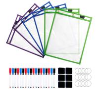 Dry Erase Pockets A4 Plastic Sleeves - Reusable Write and Wipe Sleeves Classroom Essentials - 42 Pack Heavy Duty Dry Erase Sheets for Teachers, Kids, Home & Office