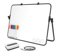 Dry Erase Small Whiteboard A3 with Non-Slip Stand, 30 x 40 cm Double Sided Magnetic Desktop White Board with 8 Whiteboard Pens