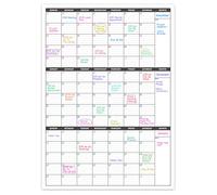 Dry Erase Wall Calendar Vertical 3 Month Organization Blank Reusable Whiteboard Undated Large 70.5x104cm for Office Classroom