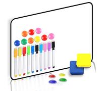 Dry Erase Whiteboard A3, Magnetic Double Sided 30 x 42 cm White Board with Black Border, Including 10 Colour Pen and 2 Eraser, for Writing & Drawing, Student School, Classroom, Home Use, Office