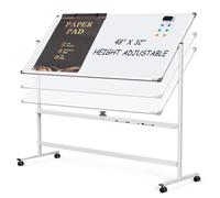 Dry Erase Whiteboard Easel on Wheels - 48'' x 32'' Large Double Sided Mobile Whiteboard, Reversible Magnetic Rolling White Board for Home Office Classroom, Flip Chart Holders and Paper Pad