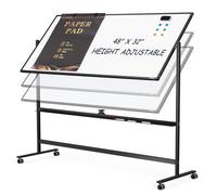 Dry Erase Whiteboard Easel on Wheels - TANKEE 48" x 32" Large Double Sided Mobile Whiteboard, Reversible Magnetic Rolling White Board for Home Office Classroom, Flip Chart Holders and Paper Pad