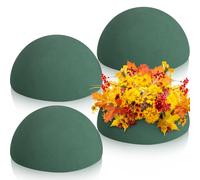 Dry Floral Foam Half Ball 4 Pack - Green Round Block for Artificial Plant Arrangements, Large Flower Craft Supplies (3.54 x 1.77 Inch)
