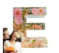 Dry Flower Night Light - Resin Alphabet Pressed Flower Letters with Light, Handmade Letter Lamps for Mother, Wife, Women