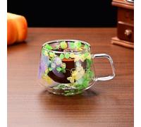 Dry Flowers Double Walled Coffee Mugs 200ml Nsulated Glass Coffee Cups Flower Glass Mug Heat Resistant Cappuccino Latte Macchiato Glasses for Mum Wife Her Friend
