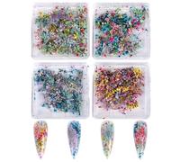 Dry Flowers Nail Art,4 Boxes 3D Nail Art Dried Flower,Colorful Natural Real Dried Flower Nails Decals Supplies for Manicure Design Decoration DIY Craft (Colorful 4 Boxes B)