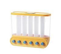 Dry Food 5kg Wall-Mounted Dry Food Dispenser, Storage Separate Rice Bucket Cereal Dispenser Container,6 In1 Kitchen Wall Mounted Dry Food Dispenser Yellow Dispenser