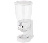 Dry Food Dispenser, 17.5oz Cereal Dispenser Countertop, Portion Control Knob, Keeps Fresh 45 Days, White Pantry Organizer for Family Kids