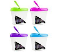 Dry food storage containers 4.8 litres with lid quality plastic perfect for storing food such as cereals dog food pet treats cookies chocolate and great for saving space in the kitchen. Comes as a pack of 4.