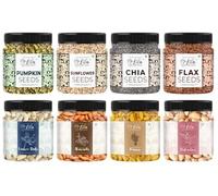 Dry Fruits Superseeds and DryFruits Combo (100 Gms x 8) Jar pack | Chia Flax Pumpkin Sunflower Seed + Cashew Almond Pista Raisin | Rich in Protiens Minerals Perfect for Gifting