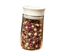 Dry Goods Storage Container with Rotating Lid, Clear High-Borosilicate Glass Body and Silicone Sealing Component for Kitchen Dry Food Canister Clear Kitchen Jar Coffee Tea Holder Nut Keeper Countertop