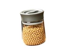 Dry Goods Storage Container with Rotating Lid, Clear High-Borosilicate Glass Body and Silicone Sealing Component for Kitchen Dry Food Canister Clear Kitchen Jar Coffee Tea Holder Nut Keeper Countertop