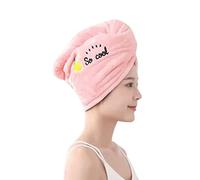 Dry Hair Cap Absorbent Shower Cap Wrap Wet Hair Quick-drying Embroidery Towel Headscarf Thickened Adult Female Stable Long Hair Wipe Head After Washing Hair Hand (Pink)