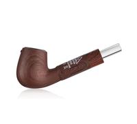 Dry Herb Vaporizer,Jupiter E-Pipe Dry herb vaporisers Classic Retro Pipe Styling with Alloy Wooden Texture, 212°F-485°F Precise Temp, Ceramic Heating Chamber 1100mAh Battery-Red