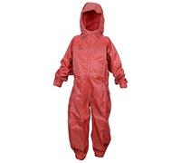 DRY KIDS Childrens Waterproof Rainsuit, All in One Dry Suit for Outdoor Play. Ideal Outerwear for Boys and Girls, Bright Red, 11-12 yrs
