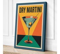 Dry Martini Poster Art Deco Canvas Wall Art Print 18x12 Inch
