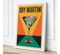 Dry Martini Poster Art Deco Canvas Wall Art Print 24x16 Inch