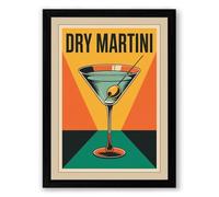 Dry Martini Poster Art Deco Framed Wall Art Print A1 (84.1×59.4cm) Black, Wall Decor for Living Room, Bedroom, Office & Home, Ready to Hang, Art Gift