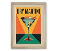 Dry Martini Poster Art Deco Framed Wall Art Print A1 (84.1×59.4cm) Oak, Wall Decor for Living Room, Bedroom, Office & Home, Ready to Hang, Art Gift