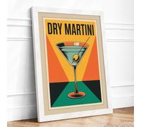 Dry Martini Poster Art Deco Framed Wall Art Print A1 White
