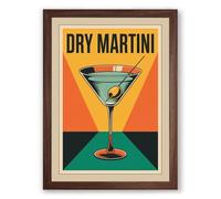 Dry Martini Poster Art Deco Framed Wall Art Print A3 (42×29.7cm) Walnut, Wall Decor for Living Room, Bedroom, Office & Home, Ready to Hang, Art Gift