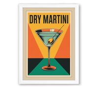 Dry Martini Poster Art Deco Framed Wall Art Print A3 (42×29.7cm) White, Wall Decor for Living Room, Bedroom, Office & Home, Ready to Hang, Art Gift