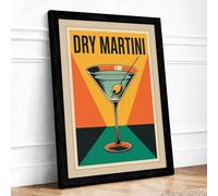 Dry Martini Poster Art Deco Framed Wall Art Print A3 Black