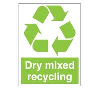 Dry Mixed Recycling - Recycling Symbol 300 x 400 mm - Glow In The Dark Self Adhesive Vinyl