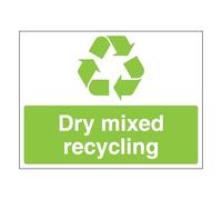 Dry Mixed Recycling - Recycling Symbol - Landscape 200 x 150 mm - 1mm Rigid Plastic