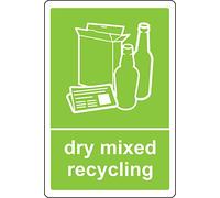 Dry mixed recycling sign - 3mm Aluminium sign (200mm x 150mm)