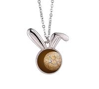 Dry Planet Stars Dark Night Sky Rabbit Necklace Pendant Bunny Animal Jewelry Gift