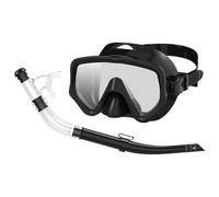 Dry Snorkel | Silicone Scuba Diving Snorkeling Set - Panoramic Wide View Goggles Face Cover for Adults Beach Trip Island Tourism Water Sports
