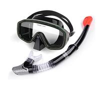 Dry Top Snorkel Mask, Upgrade Diving Snorkel Set Anti-Fog Anti-Leak Tempered Glass 180° Panoramic Scuba Mask Packages Swimming Gear,Pink (Black)