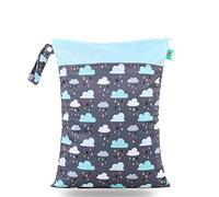 Dry Wet Bag for Nappy Double Zipper, Treer Reusable Waterproof Modern Print Nappy Bags Hanging Pockets for Baby Diaper Storage, Travel/Beach/Pool/Daycare (Clouds)