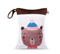 Dry Wet Dry Wet Bag for Nappy Double Zipper , Treer Reusable Waterproof Cute print Nappy Bags Hanging Pockets for Baby Diaper Storage , Travel / Beach / Pool / DaycareBag for Nappy Double Zipper , Treer Reusable Waterproof Cute print Nappy Bags Hanging Pockets for Baby Diaper Storage , Travel / Beach / Pool / Daycare (30x40cm,Brown bear)