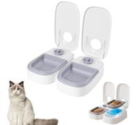 Dry Wet Food Automatic Cat Feeder with Dual 350ml Bowl, Cat Feeder Automatic with 48 Hours Timer, Dual 350ml Bowl, Double Meal Automatic Timer-Controlled Pet Feeder, Cat Food Timer Dispenser, White