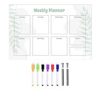 Dry Whiteboard - Acrylic 30x20cm | Portable Whiteboard with 6 White Board Pens and 2 Advertising Pins | Weekly Desktop White Board Ideal for Office, School and Home Use