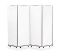 Dry Wipe Portable Room Divider - 4 Panel 1800mm High x 2760mm Wide - White Gloss Laminate Easy Clean