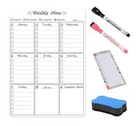 Dry Wipe Weekly Planner Whiteboard for Fridge and Wall, Weekly Planner Magnetic Whiteboard with 2 Pens, 1 Eraser and 1 Notebook,Suitable for Use As Household Chore Chart,Meal Planner,29.7x 42CM